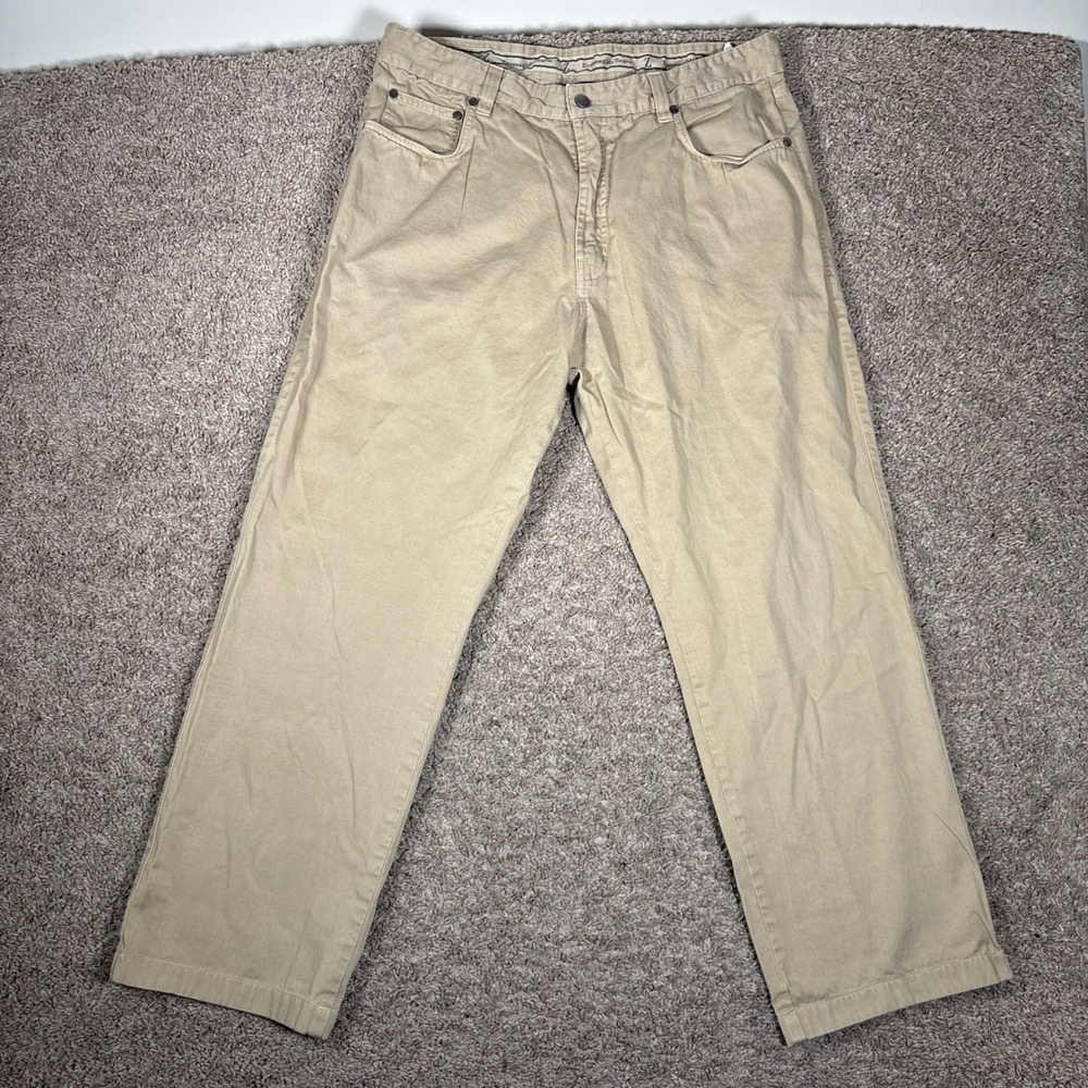 Ermenegildo Zegna Mens Tan Cotton Twill Straight Leg Pants Size 38 (Fits 34x29)